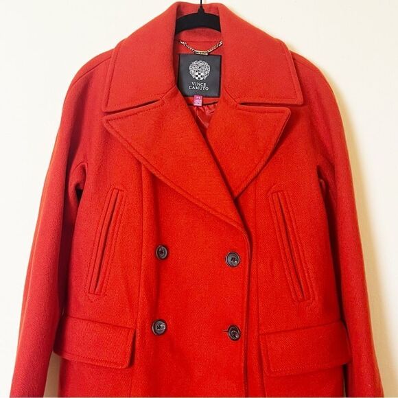 Vince Camuto Wool Blend Three Quarter Coat in Vermillion, Size Small - Picture 2 of 12